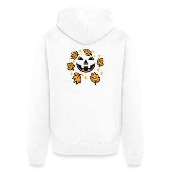 Pumpkin Face Autumn Leaves Stars Creepy Smile - Unisex Premium Organic Zip Hoodie - white - Back - Thijin (182cm)