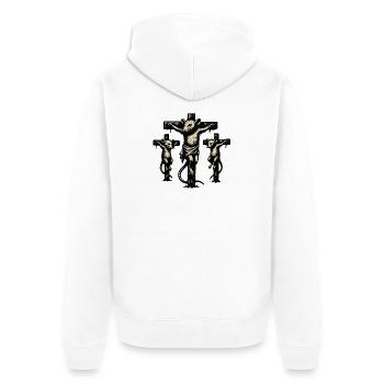 Rat Cross Triptych Illustration - Unisex Premium Organic Zip Hoodie - white - Back - Thijin (182cm)