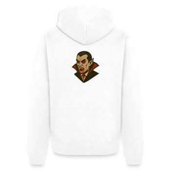 Vampire Dracula Illustration Retro Style Halloween - Unisex Premium Organic Zip Hoodie - white - Back - Thijin (182cm)