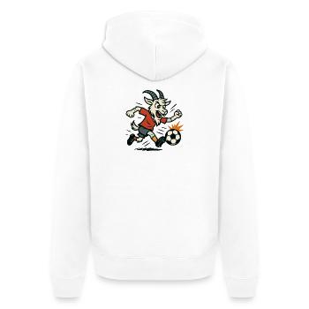 Billy Goat jouant au football - Veste à capuche bio Premium Unisexe - blanc - Dos - Thijin (182cm)