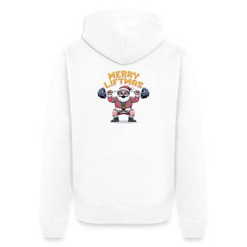 Merry Liftmas Pixel-Santa - Unisex Premium Bio Zip Hoodie - Weiß - Hinten - Thijin (182cm)