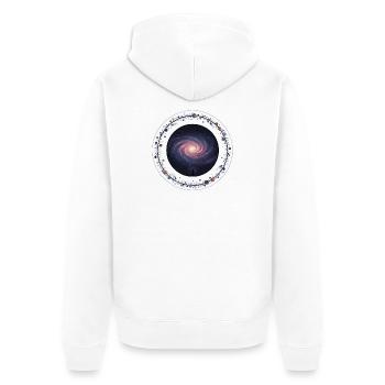 Galaktische Aussicht im Sternkranz - Unisex Premium Bio Zip Hoodie - Weiß - Hinten - Thijin (182cm)