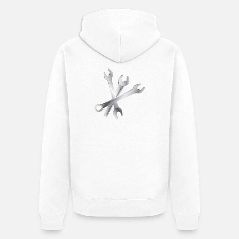 Jeu de clés – Outils et artisanat - Veste à capuche bio Premium Unisexe - blanc