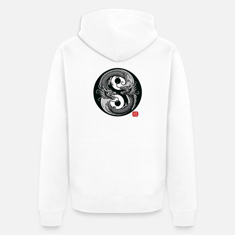 Danse du Dragon - Veste à capuche bio Premium Unisexe - blanc
