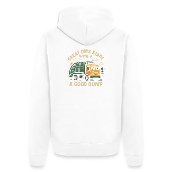 Les belles journées commencent avec un bon camion à ordures - Veste à capuche bio Premium Unisexe - blanc - Dos - Thijin (182cm)