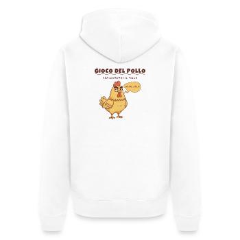 Jeu de poulet – Design amusant - Veste à capuche bio Premium Unisexe - blanc - Dos - Thijin (182cm)