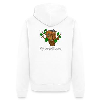Treehouse - Unisex Premium Organic Zip Hoodie - white - Back - Thijin (182cm)