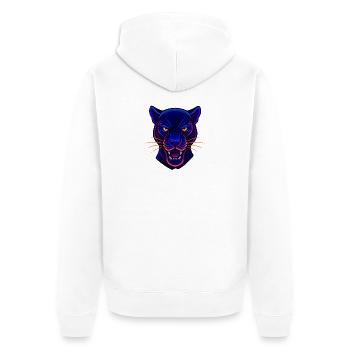 Neon Panther Head - Unisex Premium Organic Zip Hoodie - white - Back - Thijin (182cm)