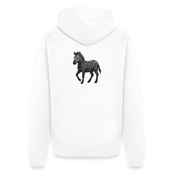 Zebra Ornament Tribalswirl Pattern - Unisex Premium Organic Zip Hoodie - white - Back - Thijin (182cm)