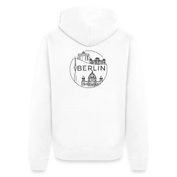 Berlin Wahrzeichen Modernes Liniendesign im Kreis - Unisex Premium Bio Zip Hoodie - Weiß - Hinten - Thijin (182cm)