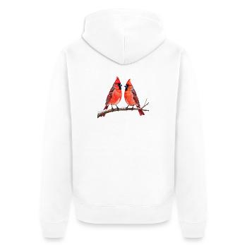 Twin Cardinals in Winter - Unisex Premium Organic Zip Hoodie - white - Back - Thijin (182cm)