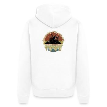 35. Geburtstag Rocking the crowd DRM 12/1990 - Unisex Premium Bio Zip Hoodie - Weiß - Hinten - Thijin (182cm)