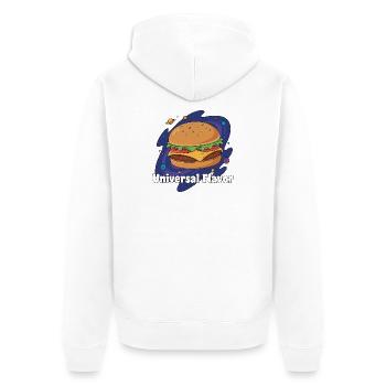 Kosmos Hamburger Universal Geschmack - Unisex Premium Bio Zip Hoodie - Weiß - Hinten - Thijin (182cm)