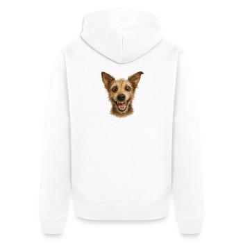 Insanely happy dog head - Unisex Premium Organic Zip Hoodie - white - Back - Thijin (182cm)