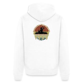 66e anniversaire Faire vibrer la foule SNG 12/1959 - Veste à capuche bio Premium Unisexe - blanc - Dos - Thijin (182cm)