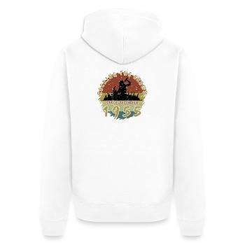 70e anniversaire Faire vibrer la foule SNG 12/1955 - Veste à capuche bio Premium Unisexe - blanc - Dos - Thijin (182cm)