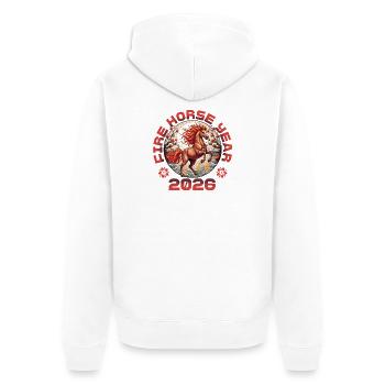 Chinese New Year Year of the Fire Horse 2026 - Unisex Premium Organic Zip Hoodie - white - Back - Thijin (182cm)