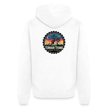 Terrain Titans MTB Sunset Dash - Unisex Premium Organic Zip Hoodie - white - Back - Thijin (182cm)