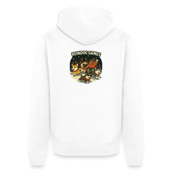 Reindog Games Winter Pups - Unisex Premium Organic Zip Hoodie - white - Back - Thijin (182cm)