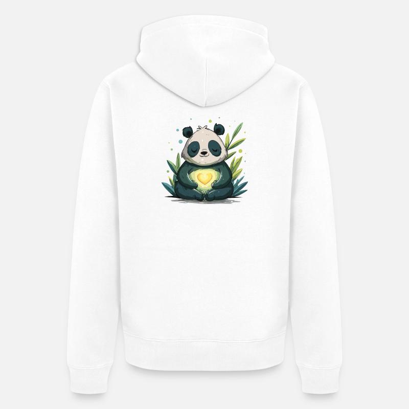 Panda Hjerte-lampe - Premium økologisk unisex-hættejakke - hvid