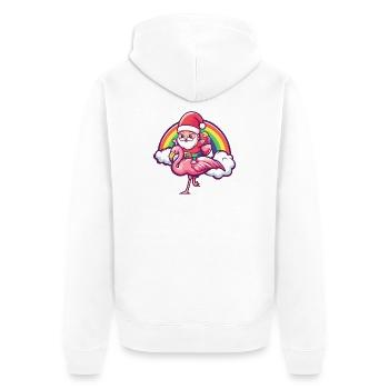 Flamingo Weihnachtsmann Weihnachten - Unisex Premium Bio Zip Hoodie - Weiß - Hinten - Thijin (182cm)