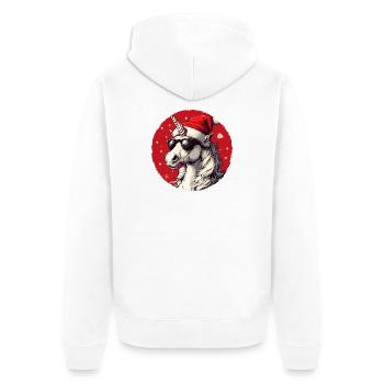 Licorne de Noël avec lunettes de soleil - Veste à capuche bio Premium Unisexe - blanc - Dos - Thijin (182cm)