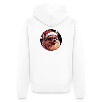 Chien cool avec un chapeau de Père Noël - Veste à capuche bio Premium Unisexe - blanc - Dos - Thijin (182cm)
