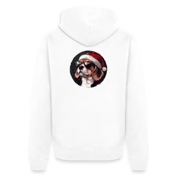 Beagle au chapeau de Noël - Veste à capuche bio Premium Unisexe - blanc - Dos - Thijin (182cm)
