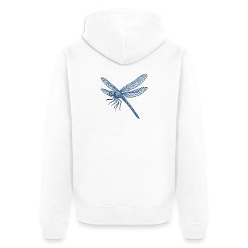 Geometrische Blaue Libelle - Unisex Premium Bio Zip Hoodie - Weiß - Hinten - Thijin (182cm)