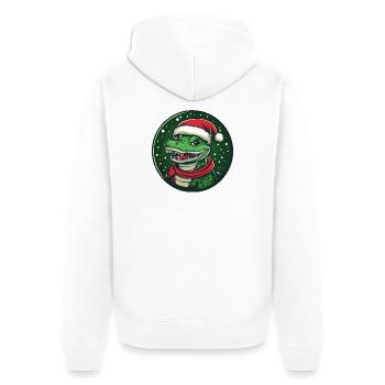 Alligator mit Santa Hut - Unisex Premium Bio Zip Hoodie - Weiß - Hinten - Thijin (182cm)
