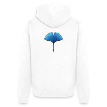Ginkgo Blue Leaf Silhouette - Unisex Premium Organic Zip Hoodie - white - Back - Thijin (182cm)
