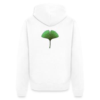Ginkgo Fan Leaf Aura - Unisex Premium Organic Zip Hoodie - white - Back - Thijin (182cm)