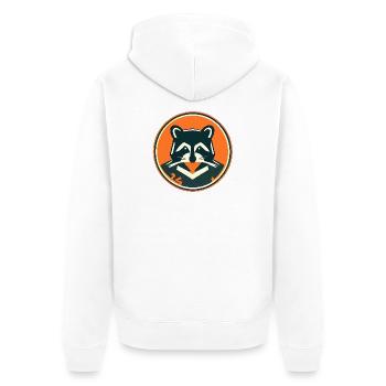 Raccoon Emblem in Orange - Unisex Premium Organic Zip Hoodie - white - Back - Thijin (182cm)