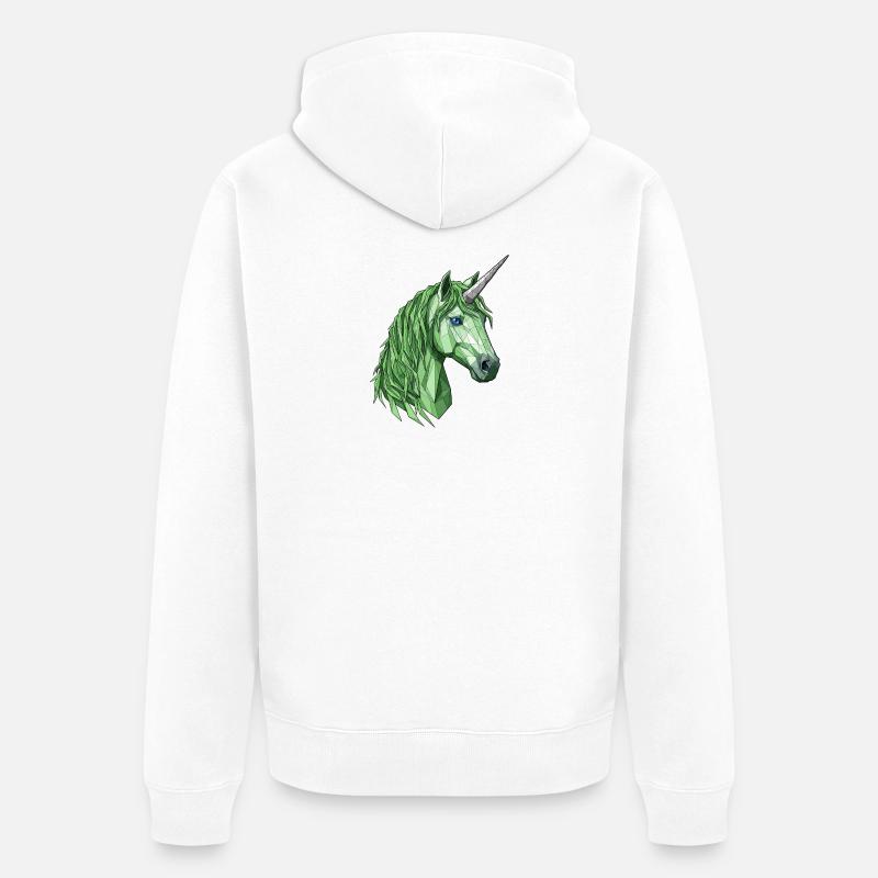 Licorne polygonale verte - Veste à capuche bio Premium Unisexe - blanc