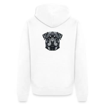 Visage géométrique de chien - Veste à capuche bio Premium Unisexe - blanc - Dos - Thijin (182cm)
