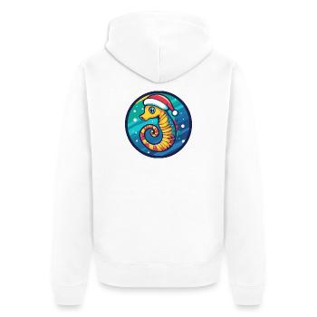 Weihnachts-Seepferdchen - Unisex Premium Bio Zip Hoodie - Weiß - Hinten - Thijin (182cm)