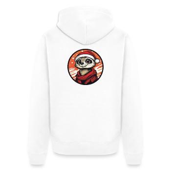 Suricate avec un chapeau de Père Noël - Veste à capuche bio Premium Unisexe - blanc - Dos - Thijin (182cm)