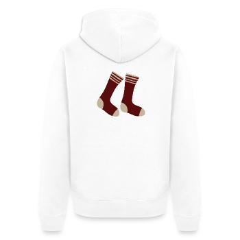 Chaussettes à orteils rayés bordeaux - Veste à capuche bio Premium Unisexe - blanc - Dos - Thijin (182cm)