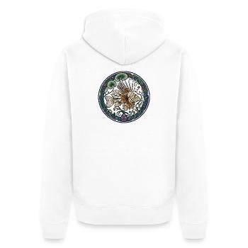 Lion fish in Art Nouveau wreath - Unisex Premium Organic Zip Hoodie - white - Back - Thijin (182cm)
