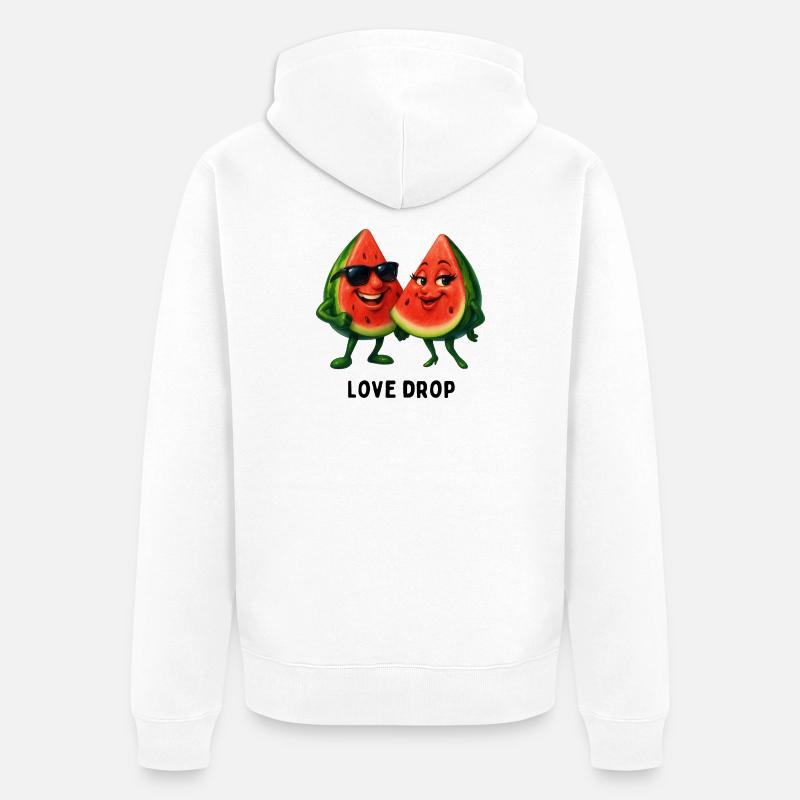 Duo pastèques Love Drop - Veste à capuche bio Premium Unisexe - blanc
