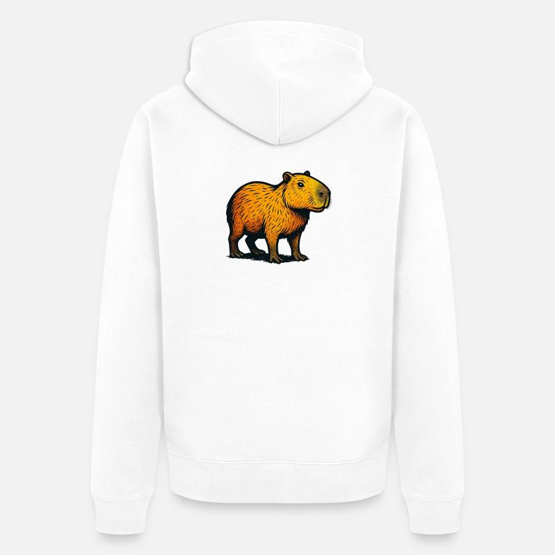 Illustration du dégradé de Kapibara - Veste à capuche bio Premium Unisexe - blanc