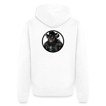 Western Bull Cowboy Bull with Turquoise - Unisex Premium Organic Zip Hoodie - white - Back - Thijin (182cm)