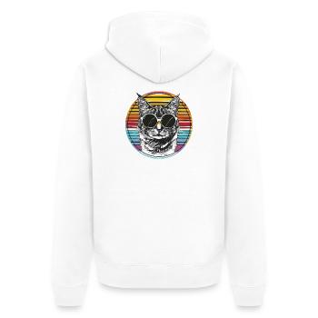 Un look de chats avec des lunettes de soleil rétro - Veste à capuche bio Premium Unisexe - blanc - Dos - Thijin (182cm)
