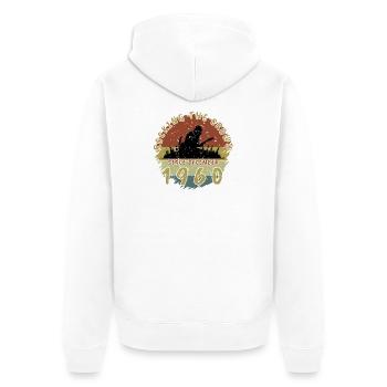 65. Geburtstag Rocking the crowd GIT 12/1960 - Unisex Premium Bio Zip Hoodie - Weiß - Hinten - Thijin (182cm)