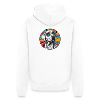 Le chien des lunettes de soleil sur la roue des couleurs - Veste à capuche bio Premium Unisexe - blanc - Dos - Thijin (182cm)
