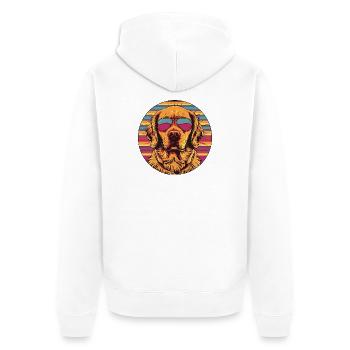 Sun Dog Retro Sunglasses - Unisex Premium Organic Zip Hoodie - white - Back - Thijin (182cm)