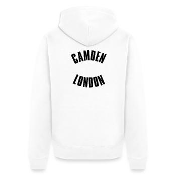 Gamden London Arc Logo - Unisex Premium Organic Zip Hoodie - white - Back - Thijin (182cm)