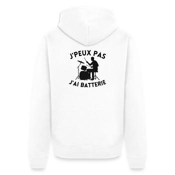 J'Peux Pas J'Ai Batterie Humour Gift Funny Battery - Veste à capuche bio Premium Unisexe - blanc - Dos - Thijin (182cm)