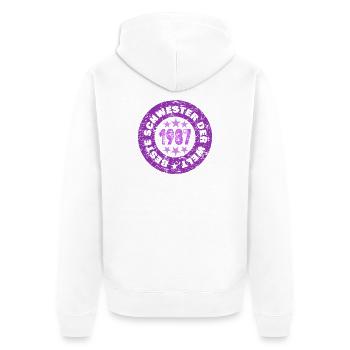 1987 - Unisex Premium Bio Zip Hoodie - Weiß - Hinten - Thijin (182cm)