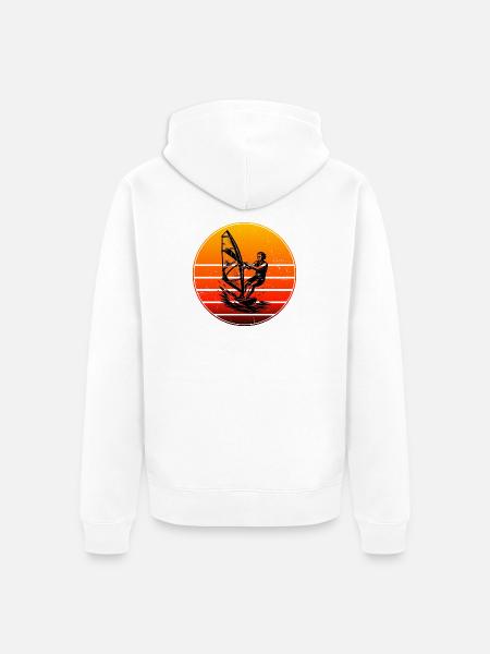 Minimalist Windsurfing Motif - Unisex Premium Organic Zip Hoodie - white